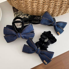 Chic Vintage Denim Hair Ties High Elastic Scrunchies for Women and Girls Stylish Simple Fashion Hair Accessories