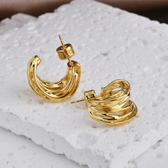 Niche Personality Irregular Earring Stud Winding Line Metal Style Hoop Earrings Luxury Simple Mimimalist Fashion Earrings Women