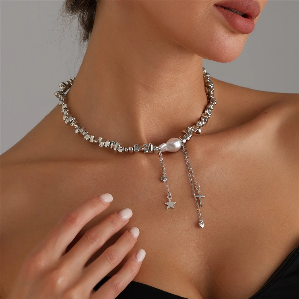 Fashion Simple Beads Art Deco Insta Style Necklaces for Girls Elegant Glamorous Jewelry for Women Ladies Accessories Wholesale