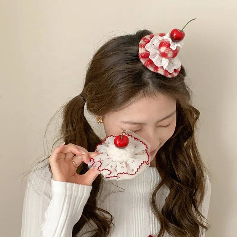 Sweet Cake Fruits Cherry Hair Clips for Girls Birthday Cute Alligators for Women Ladies Hair Accessories in Stock Femme Female