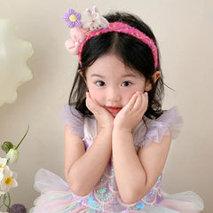 Chic Sweet Cute Rabbit Bowknot Headband Floral Hair Accessories for Baby Girls and Kids Fashion Stock