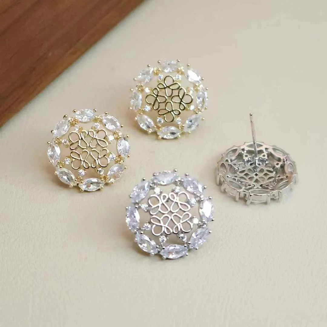 Women Flower Shape Print New Design Small Stud Earring Elegant Graceful Fashion Wholesale Lightweight Daily Jewelry Accessories