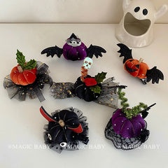 Halloween Pumpkin Hair Clip Skull Demon for Kids Spooky Cute Hairpins Child Costume Party Hair Accessories Trick or Treat Gift