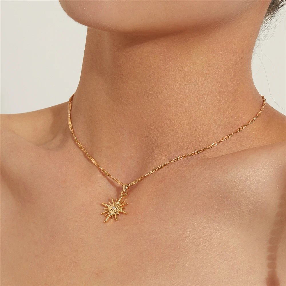 Fashion Simple Sweet Sun Trendy Necklaces for Girls Stylish Elegant Glamorous Jewelry for Women Ladies Accessories Wholesale