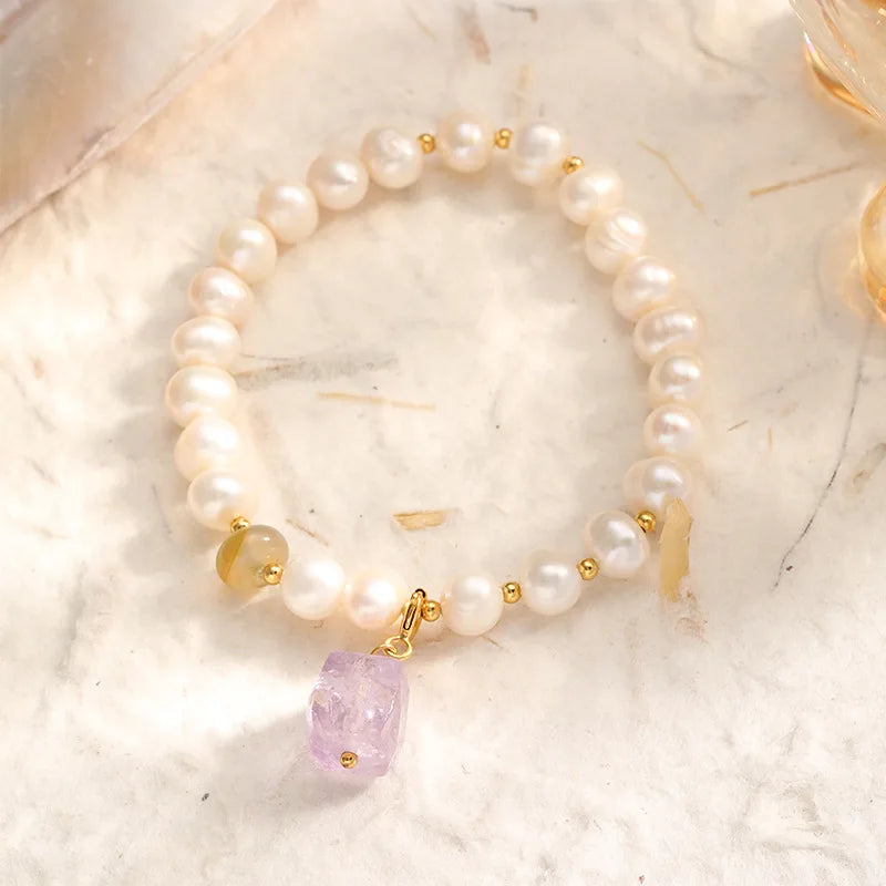 Fashion Freshwater Pearl Natural Stone S925 Bracelets for Girls Copper 18K Gold Jewelry for Women Ladies Wholesale Bulk Low MOQ