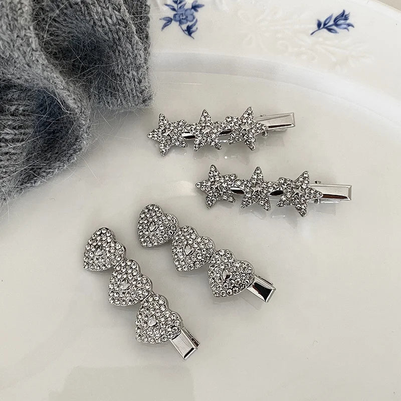 Fashion Star Heart Shaped Glitter Hair Clips for Baby Girls Cute Sweet Luxurious Alligators for Kids Children Hair Accessories