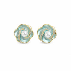 Fashion Flower Copper 18K Gold Plated S925 Silver Stud Earrings for Girls Sweet Jewelry for Women Ladies Wholesale China Factory