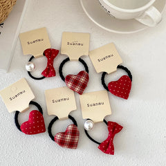Chic Cute Kids Hair Ties Sweet Bowknot Heart Shaped Plaid Scrunchies Polka Dot Fashion Hair Accessories for Children