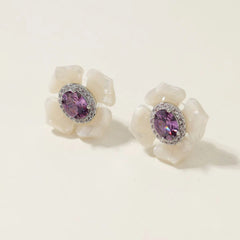 Fashion Fruits Strawberry Bowknot Cherry Stud Earrings for Girls Glitter Elegant Flower Floral Jewelry for Women Accessories
