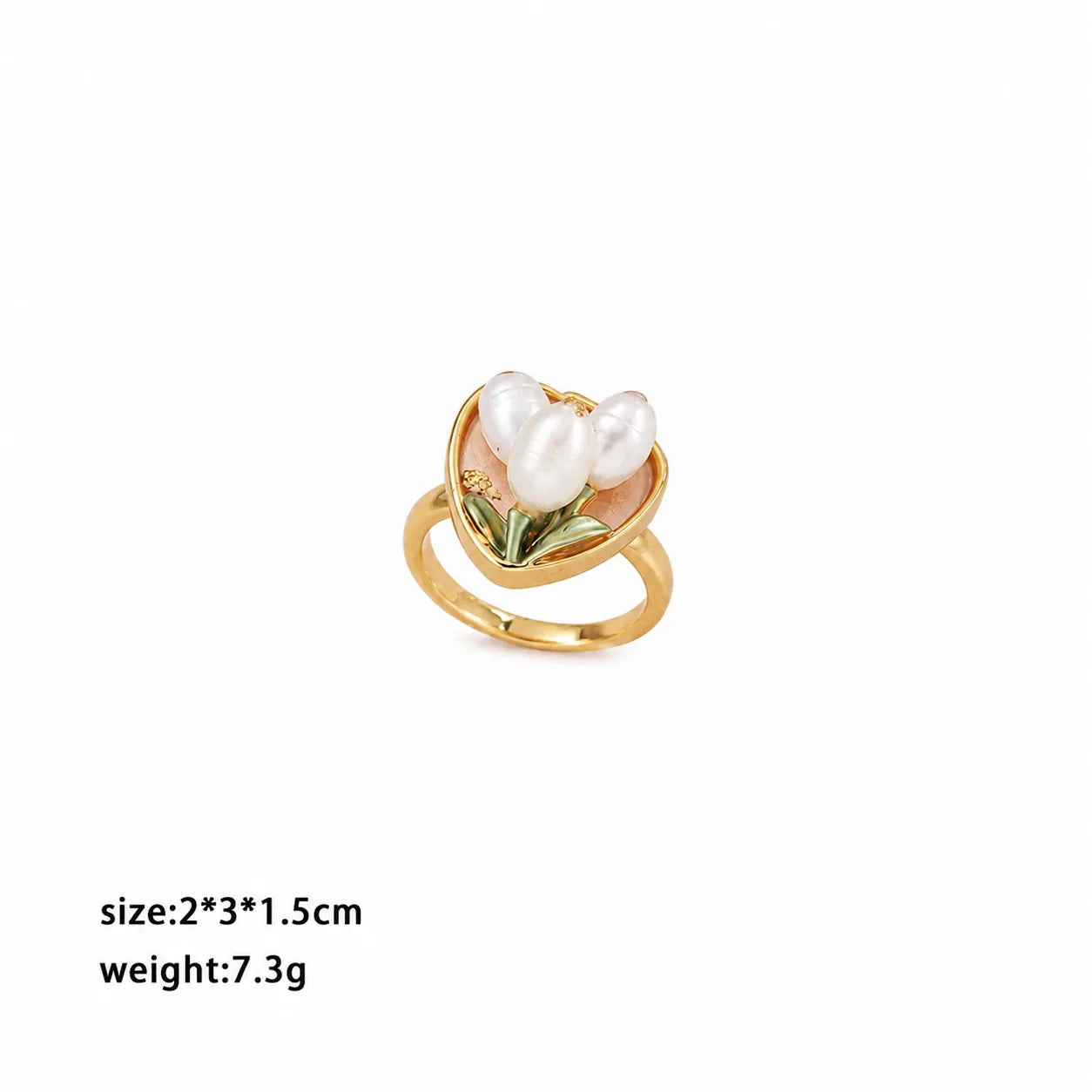 Fashion Freshwater Pearl Flowers Copper 18K Gold Plated Rings for Girls Sweet Elegent Jewelry for Women Ladies Wholesale Bulk