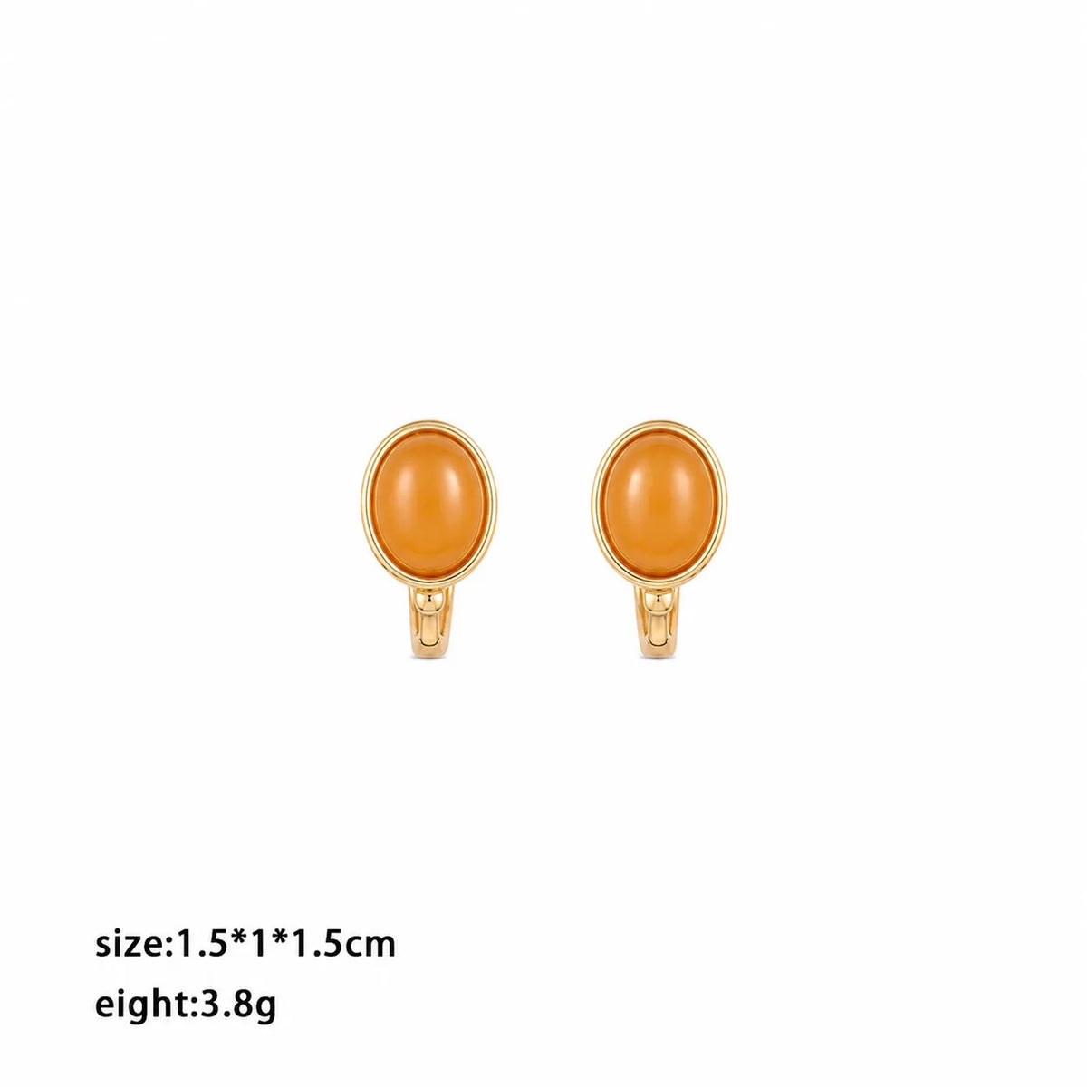 Women Orange Resin 18k Gold-plated Ear Clips Fashion Elegant Dainty Charms Factory Price Low MOQ in Stock Jewelry for Female
