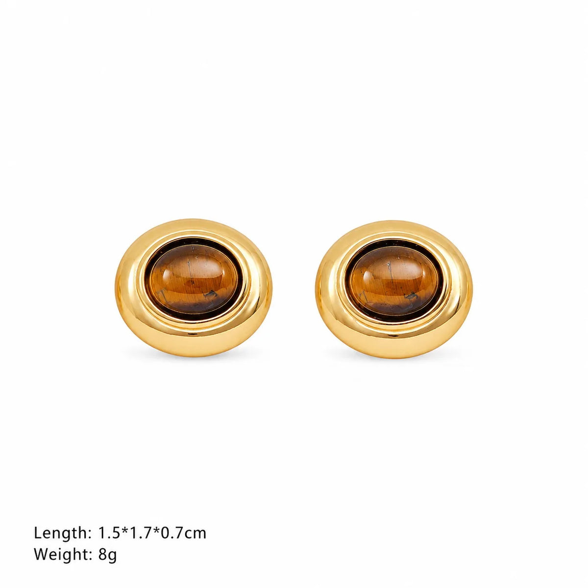 Women Tiger Eye Stone Red Agate Shell Natural Stone 18k Gold-plated Necklace S925 Silver Stud Earring Retro Fashion Jewelry Sets
