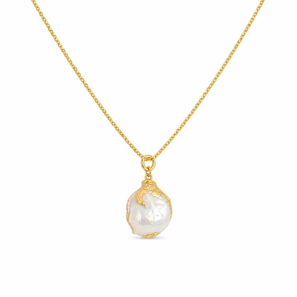 Ladies Baroque Pearl 18k Gold-plated Chain Pendant Necklace Elegant Simple Dainty Low MOQ in Stock Jewelry for Women Daily