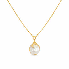 Ladies Baroque Pearl 18k Gold-plated Chain Pendant Necklace Elegant Simple Dainty Low MOQ in Stock Jewelry for Women Daily