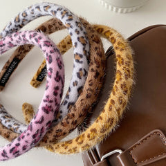 Hot Sale Women Downy Leopard Print Medium Headbands Fashion Chic Elegant Creative Design in Stock Hairbands Daily Accessories