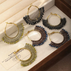 Female Vintage Elegant Zircon Natural Stone Copper Wire Hoop Earring Mixed Order Accepted in Stock Jewelry for Women Party Use