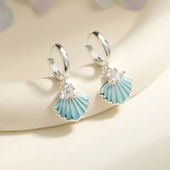 Fashion Trendy Classic Imitation Pearl Drop Earrings for Girls Ocean Blue Shell Sea Jewelry for Women Ladies Accessories Chic