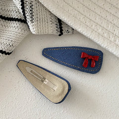 Fashion Demin Solid Color Red Bowknot Hair Clips for Girls Elegant Sweet Cute Haarspange for Women Ladies Hair Accessories Chic