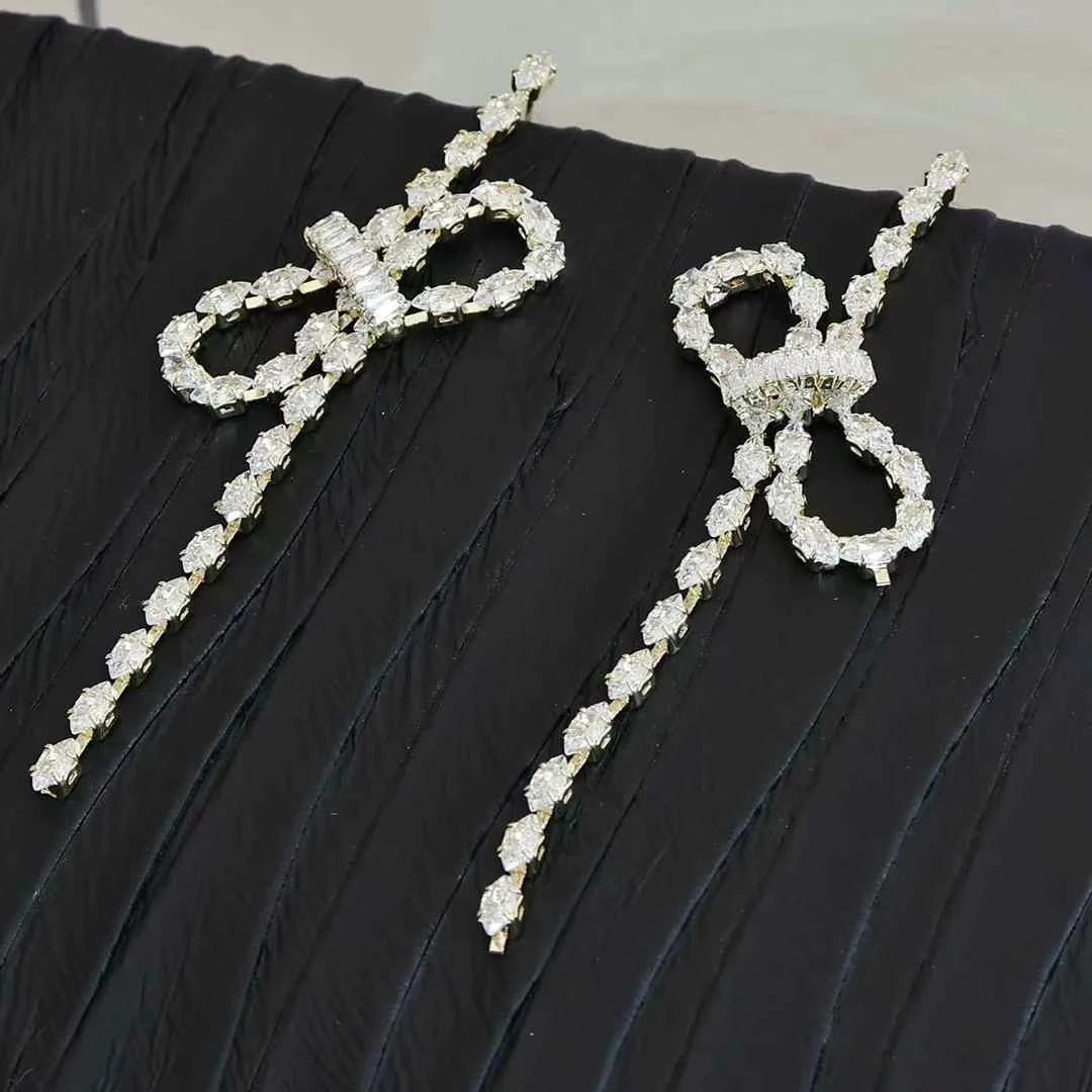 Female Star Bowknot Decorative Drop Earring Exaggerated Fashion Sparking Dainty Charms Bulk Jewelry Accessories for Women Daily