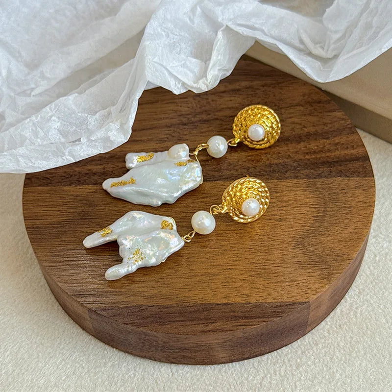 Fashion Freshwater Pearl Copper 18K Gold Played S925 Silver Drop Earrings for Girls Elegant Jewelry for Women Ladies Wholesale