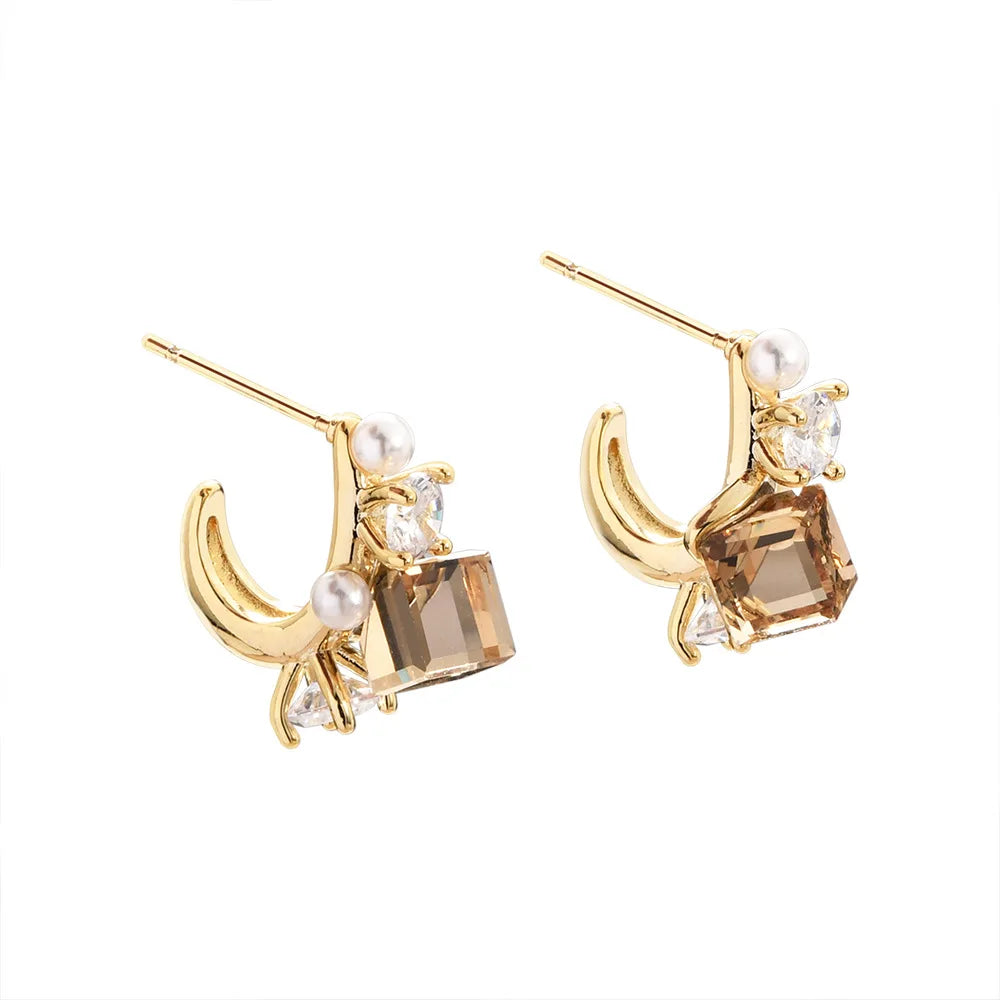 Female Fashion Hoop Earrings Super Flash Fine Sugar Copper Zircon Earrings Light Luxury High Elegant Fashion Ear Jewelry Bulk