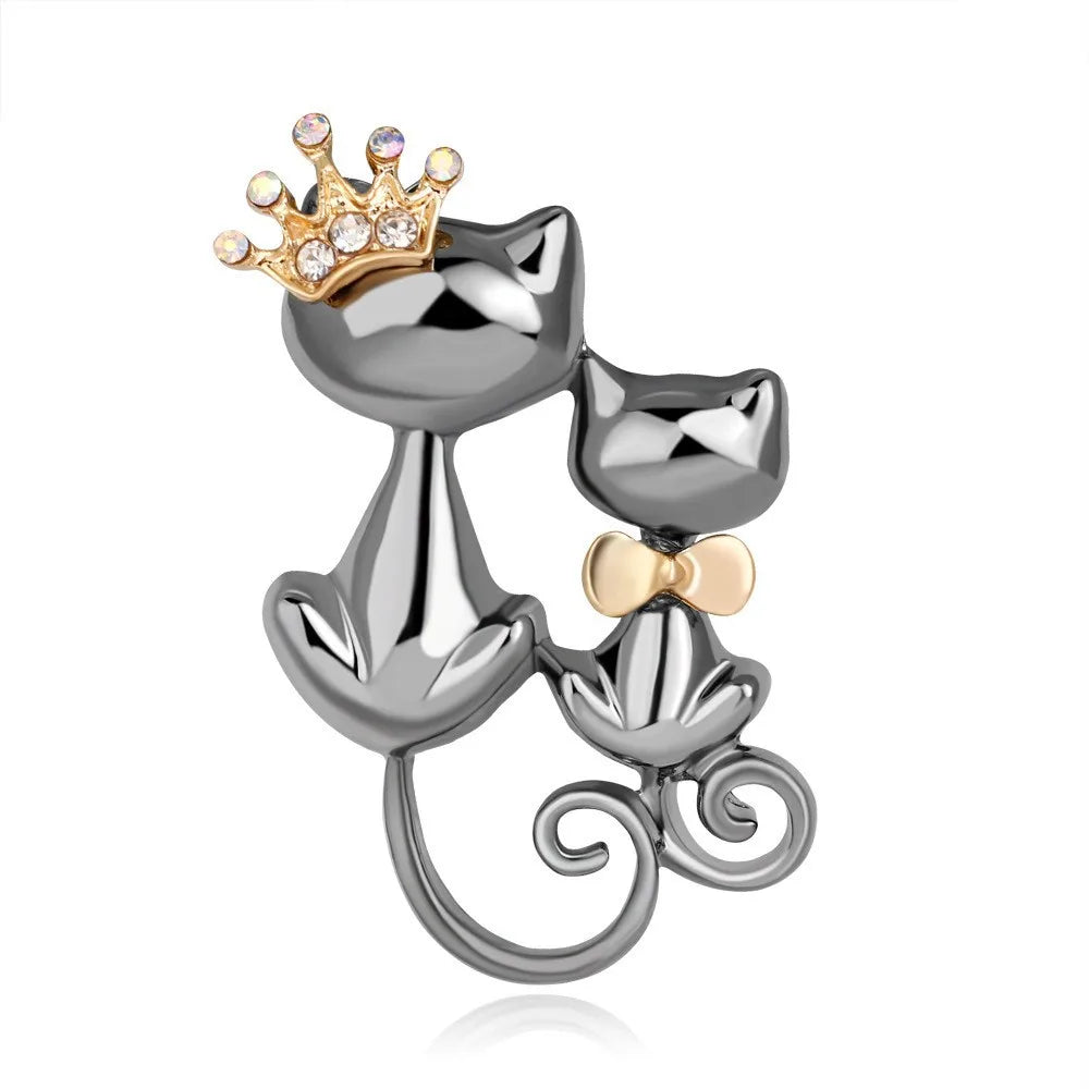 Fashion Simple Minimalistic Cats Puppy Sweet Brooches for Girls Glitter Lustrous Pins Jewelry for Women Ladies Accessories