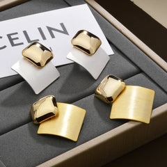 Korean Minimalist Square Earrings Brushed-Satin Color-matched Elegant and Luxurious Earrings Women's Fashionable Ear Accessories