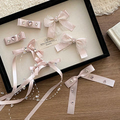 Luxurious Women's Hair Accessories Elegant Bowknot Hair Clips Trendy Lace Alligators Solid Color Sweet Cute Alloy Fabric