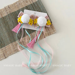 Cute Rabbit Ribbon Mid Autumn Festival Hair Clips for Baby Girls Kawaii Fashion Alligators for Kids Children Hair Accessories