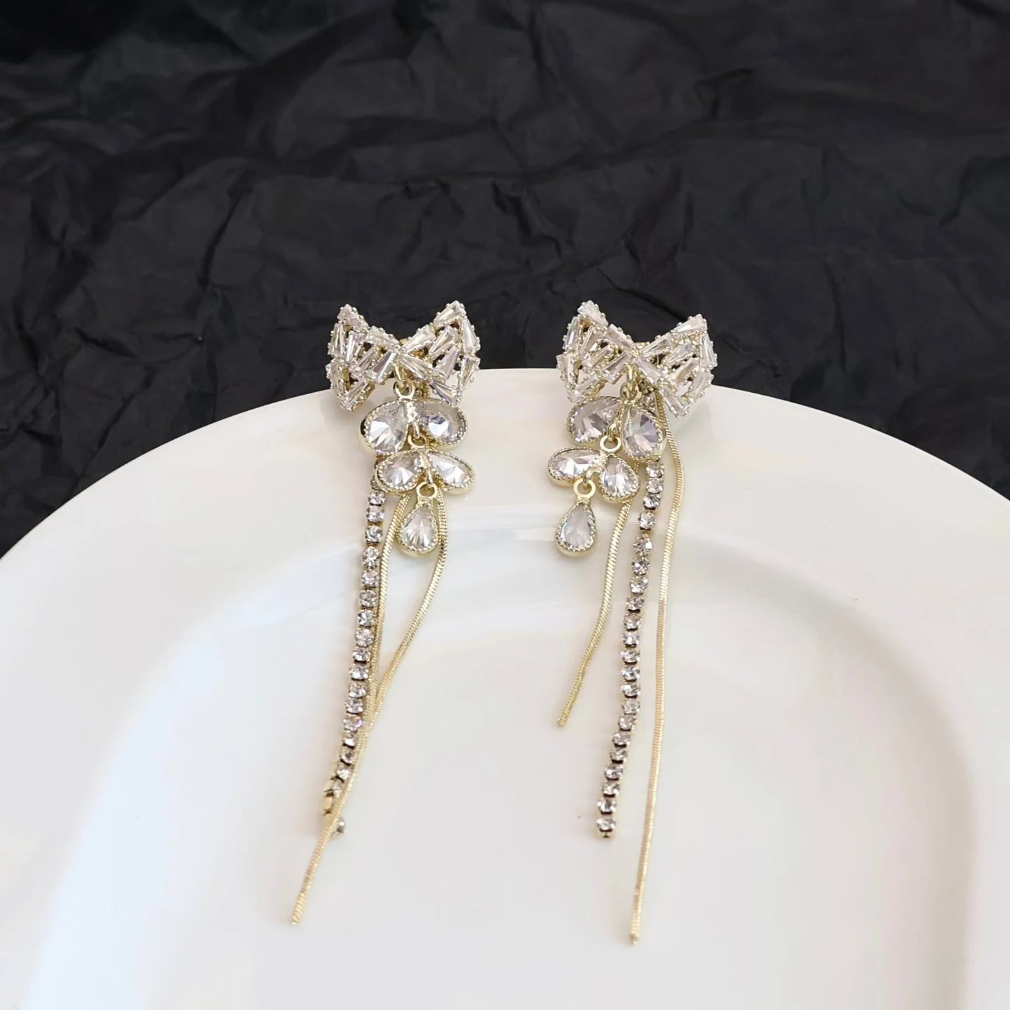 Fashion Elegant Tassel Butterfly Glitter Luxury Drop Earrings for Girls Sweet Glamorous Jewelry for Women Ladies Accessories