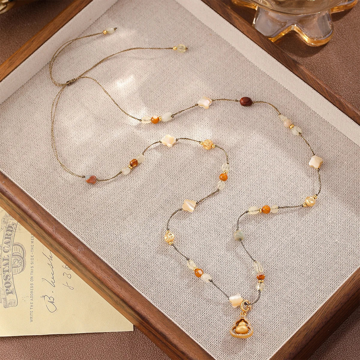 Fashion Baroque Freshwater Pearl Shell Tiger Eye Stone Jewelry Sets for Girls Earrings Boho Jewelry for Women Ladies Bracelets