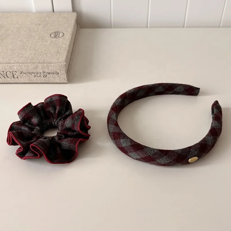 Fashion Plaid Vintage Head Band for Girls Sweet Elegant Cute Graceful Hair Band for Women Ladies Hair Accessories Female Chic