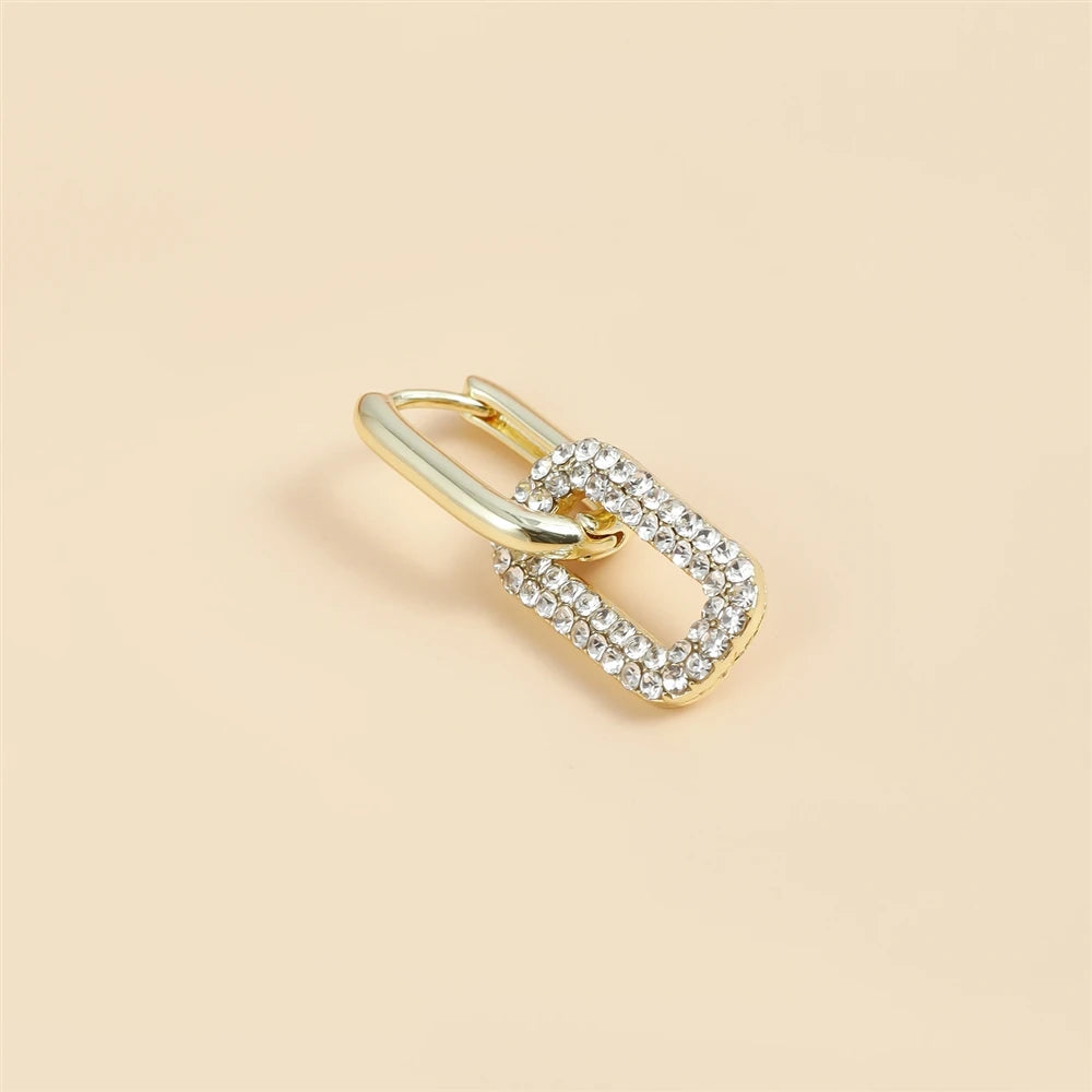 Fashion Luxury Glitter Hoop Drop Earrings for Girls Simple Minimalistic Art Deco Dainy Jewelry for Women Ladies Accessories