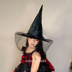Halloween Witch Hat for Kids Butterfly Skull Spooky Cute Children Costume Party Headwear Trick or Treat Magic Witchcraft Gift