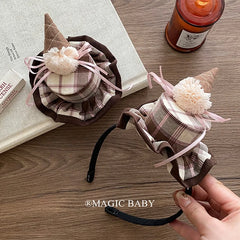 Chic Plaid Birthday Cake Headband Chic Fashionable Sweet Hair Accessories for Baby Girls and Kids Chic