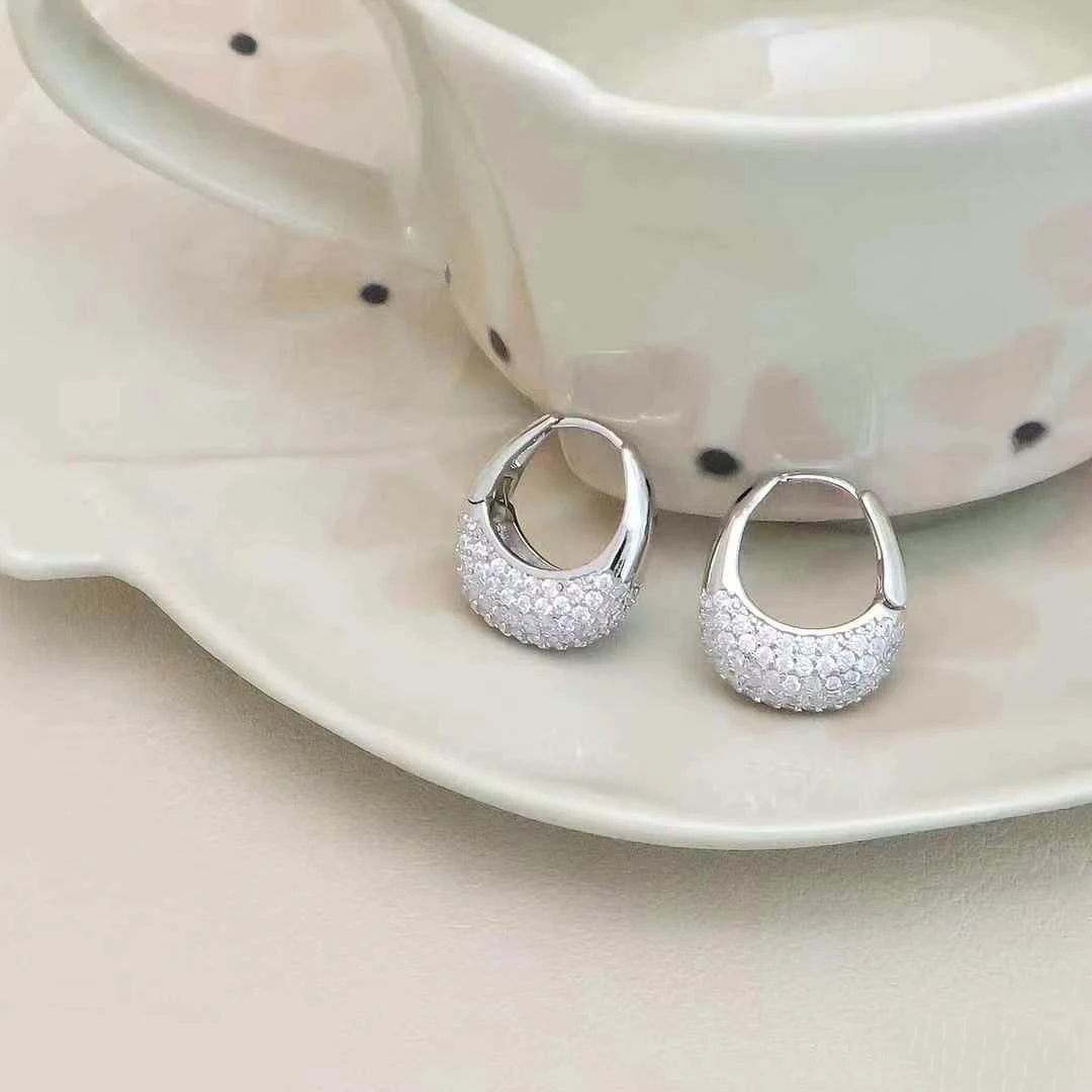 Female Rhinestone Decorative Mini Clip-on Hoop Earring Fashion Elegant Glitter Dainty Affordable Bulk Causal Jewelry Accessories