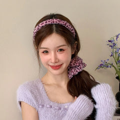 Hot Sale Women Downy Leopard Print Medium Headbands Fashion Chic Elegant Creative Design in Stock Hairbands Daily Accessories