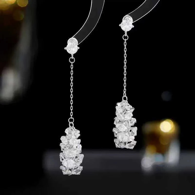 Fashion ELegant Art Deco Glamorous Tassel Drop Earrings for Girls Heart Shaped Simple Jewelry for Women Ladies Accessories