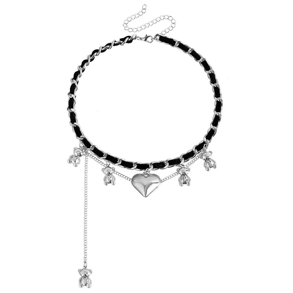 Fashion Simple Steel Heart Trendy Necklaces for Girls Art Deco Stylish Glamorous Jewelry for Women Ladies Accessories Wholesale