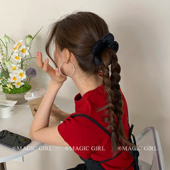 Sweet Cute Flower Shaped Fashion Scrunchies for Girls Chic Solid Color Classic Hair Ties for Women Ladies Hair Accessories