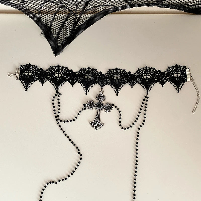 Women Hot Sale New Design Solid Colored Halloween Festival Celebration Bowknot Fashion Elegant in Stock Glove Necklace Accessory