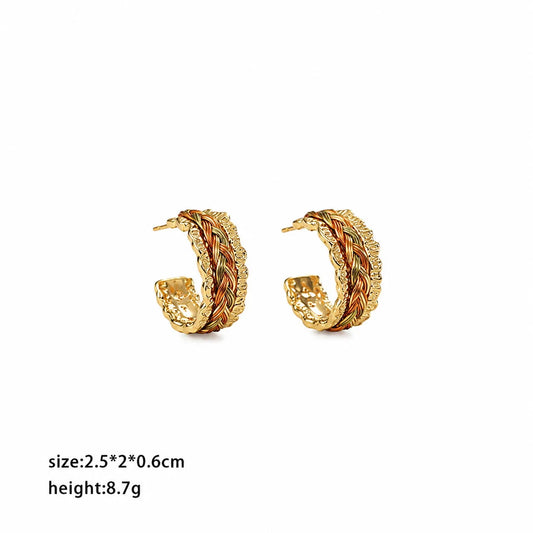 Fashion Copper Wire S925 Silver Hoop Earrings for Girls Simple Natural Stone Jewelry for Women Ladies Wholesale China Supplier