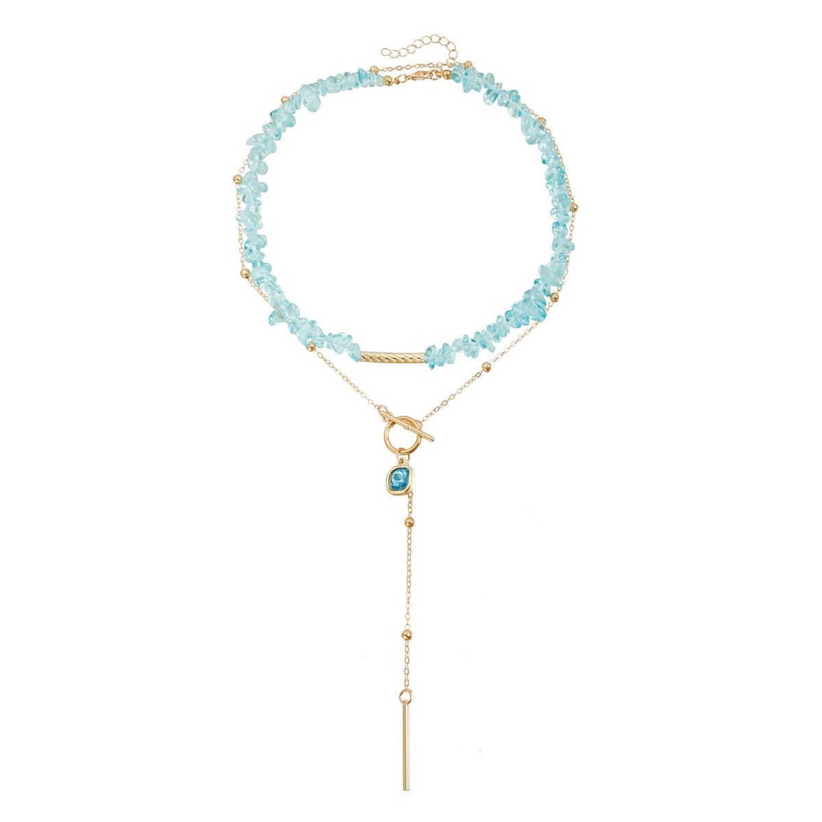 Fashion Blue Crystal Sweet Glitter Luxury Necklaces for Girls Elegant Charms Jewelry for Women Ladies Female Accessories