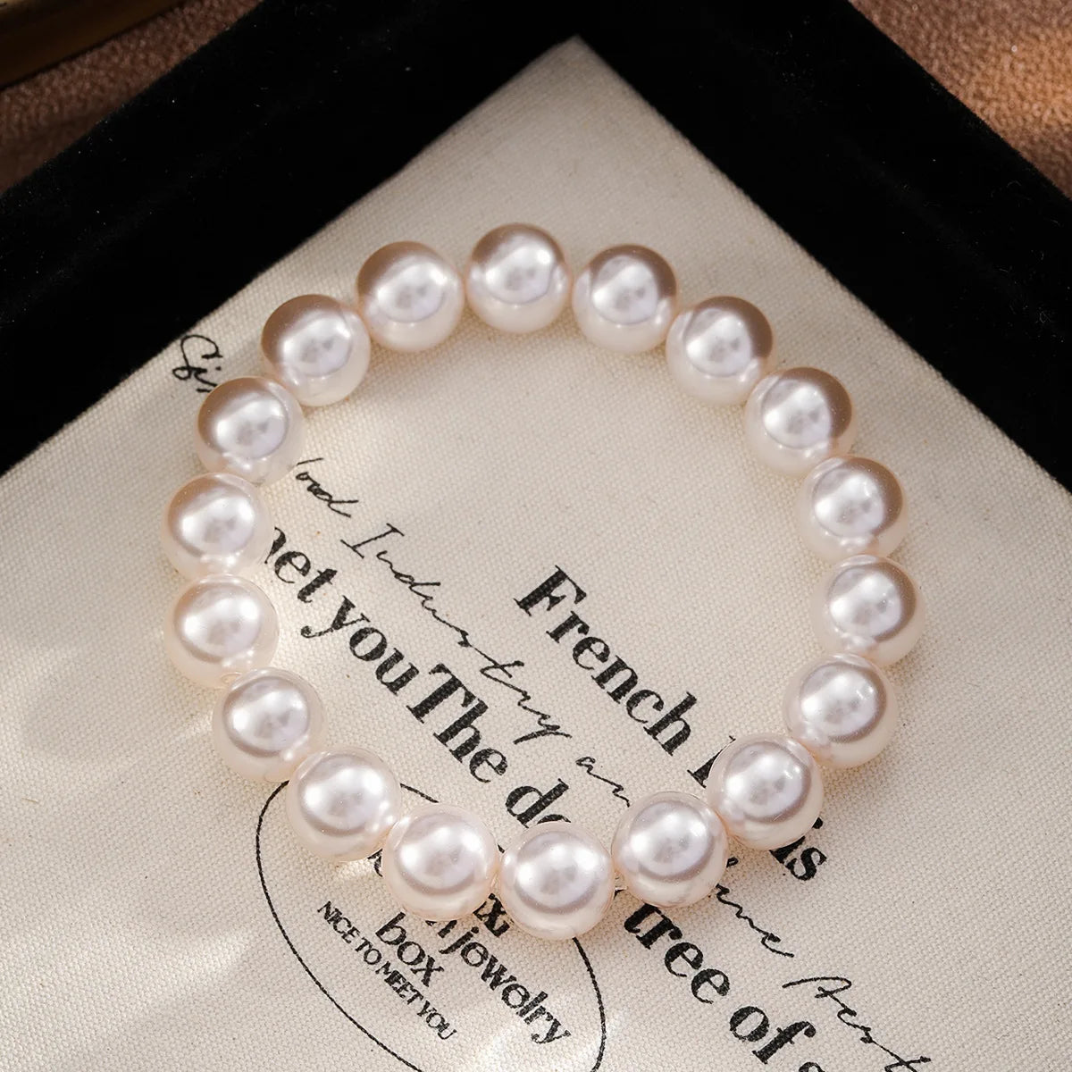 Women 10 MM 8MM 6MM Pink White Glass Pearl Bracelet Elegant Simple Mixed Order Accepted in Stock Jewelry for Female Daily Life