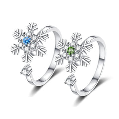 Zircon-encrusted Snowflake Rotating Rings Fashion Sweet High-end Ring Christmas Gift for Women Accessory Wholesale Hot Sale