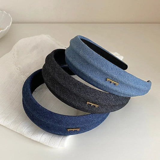 Women Solid Colored Blue Black Wide Headbands Fashion Elegant Customized Bulk Order in Stock Hairbands Accessories for Female