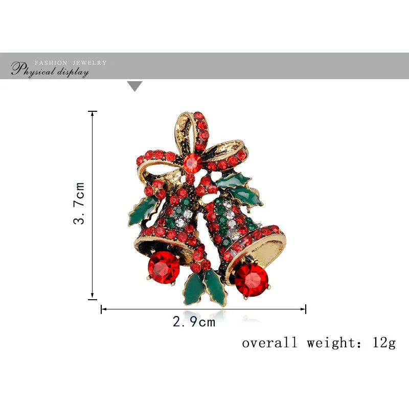 Fashion Christmas Sweet Glitter Cute Brooches for Girls Trendy Stylish Sparkle Luxury Santa Pins Jewelry for Women Accessories