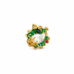 Female Gold Green Baroque Pearl 18k Gold-plated Brooch Elegant Vintage Charms Low MOQ in Stock Jewelry for Women Causal Party