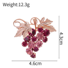 Fashion Fruits Grapes Glitter Rhinestone Brooches for Girls Sparking Trendy Pins Jewelry for Women Ladies Accessories Hot Sale