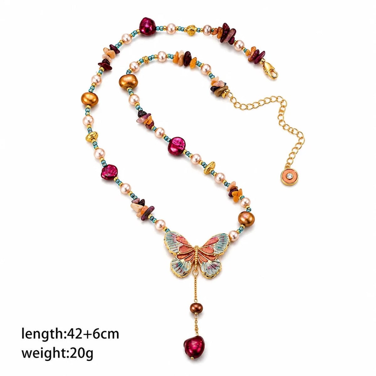 Female Freshwater Pearl 18k Gold-plated Stone Butterfly Necklace Charms Dainty Glamorous Factory Price in Stock  Party Jewelry